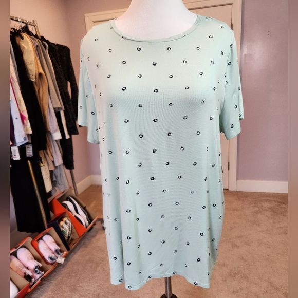 Alfani Tops - Alfani mint green crew neck dot pattern top tee 2X
